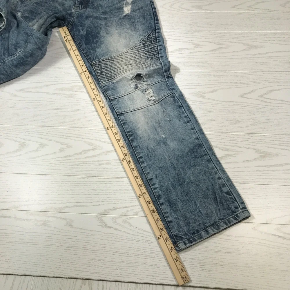 Southpole Jeans Men 38x34 Blue Acid Wash Grunge Moto Distressed 100% Cotton Y2K